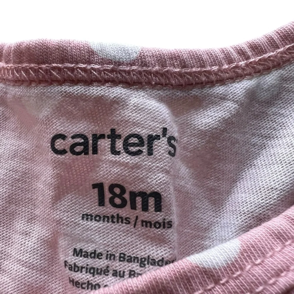 Carters longsleeve polka dot dress pink and white Size 18 months